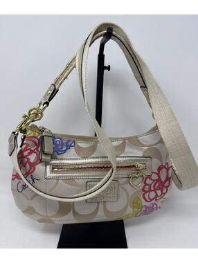 COACH Poppy Daisy Floral Applique Signature Crossbody Bag Shoulder Bag